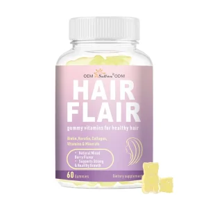 OEM ODM Hair Flair Biotin Gummies Biotin with Keratin Zinc and Hydrolyzed Collagen for Hair Growth Strength and Shine 60