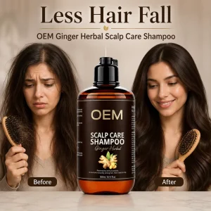 OEM ODM Organic Ginger Root Shampoo with Tea Tree Oil Anti Dandruff Strengthen Roots Scalp Care Shampoo Private Label 300ml
