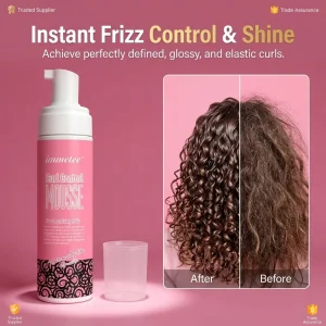 OEM ODM Private Label Hair Styling Foam Mousse Strong Hold Curl Definition for Wavy Hair Vegan Frizz Control Mousse 200ml