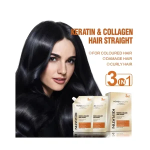 OEM ODM Professional Salon 3 in 1 Hair Straightening Cream Lotion Natural Extract Alkaline 500ml Home Use