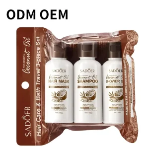 OEM Organic Hair Care Bath Cleansing Nourishing Kit Portable Travel Size Coconut Shower Gel Shampoo Hair Basic Clean Set