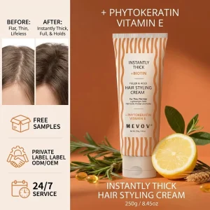 OEM Organic Herbal Strong Hold Nourishing Moisturizing Biotin Vitamin E Hair Styling Gel Cream Straightening Curl Defining