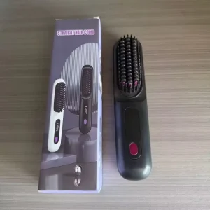 OEM Potable Fast Heating Cordless Hair Straightener Comb with LED Display Mini Negative Ion Straightening Brush