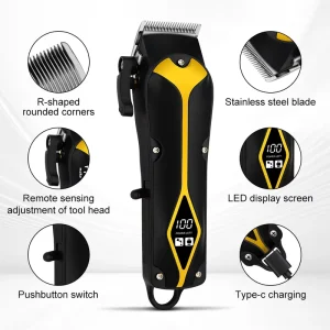 OEM Professional Electric Hair Clippers Stainless Steel Blade Adjustable Battery Digital Display Bald Shaving Trimmer USB Car RV