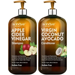 OEM Professional Salon Organic Herbal Hair Apple Cider Shampoo and Coconut Conditioner Set