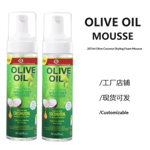 OLIVE OIL Coconut Strong Hold Curly Hair Styling Mousse with Moisturizing Fluffy Finish