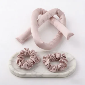Oeko Tex Natural 100% Mulberry Silk Scrunchie Silk Heatless Hair Roller Set for Girls Hair Style Valentine’s Day Seda Sedex