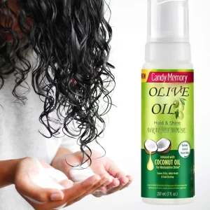 Olive Oil & Coconut Oil Wrap Set Hair Mousse Hold & Shine Formula Frizz Control & Restorative Shine Styling Mousse