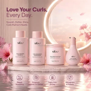 Organic Curly Hair Care Kit Sulfate Free 4pcs Curl Enhancing Shampoo Conditioner Hair Mask Styling Milk