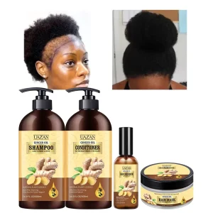Organic Ginger Hair Mask Serum Oil Shampoo Conditioner Set Antifungal Repair Anti Hair Loss Regrowth