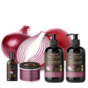 Organic Herbal Anti Dandruff Hair Care Set for Unisex Bulk Red Onion Cream Shampoo for Hair Restoration and Loss for Adults