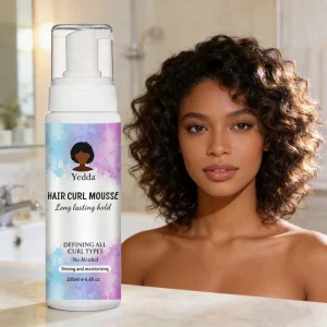 Organic Herbal Styling Foam Mousse Strong Hold and Anti Frizz for Curly Hair and Hair Extension Vegan Sulfate Free