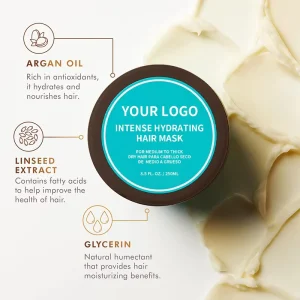 Organic Keratin Hair Mask Moisturizing Hydrating Smoothing Anti Breakage Paraben Free Flaxseed Oil Argan Oil Aloe Vera