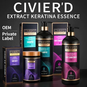 Organic Keratin Herbal Shampoo Conditioner Set Repair Damaged Hair Anti Dandruff