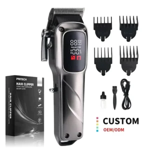PRITECH Professional Electric Hair Clipper 2000mAh Long-life Cordless Trimmer High-power Barber Machine for Men Free Logo Design