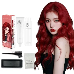 PURESTYLE Ammonia Free Herbal Formula Cream Semi Permanent Hair Dye Set for Men & Women Green Liquid Powder for Home Hair Care