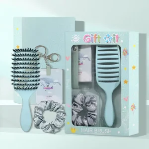 Packaging Cute Cartoon Girl Gift Set Hair Comb Scalp Massage Curly Roller Straightener Hair Brush Set