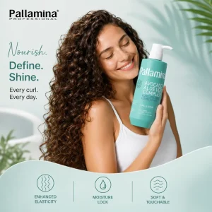 Pallamina Salon Quality Avocado Aloe Vera Conditioner for Curly Wavy Coily Hair Moisturizing Smoothness and Elasticity