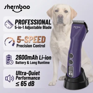 Pet Electric Hair Clipper PGC 680 5 in 1 Ceramic Cutter Blade Safe Professional Accessories for Pet Grooming and Salon