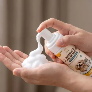 Pet Hair Cleaning Mousse Dog and Cat Shampoo Wash and Care Deodorizing Tangles Rinse Free Foam Bath 100ml