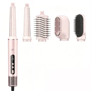 Pink 5 in 1 Air Styler Hair Dryer Straightener Curling Brush Seche Cheveux Hair Styling Tools Hot Air Volumizer Blow Dryer