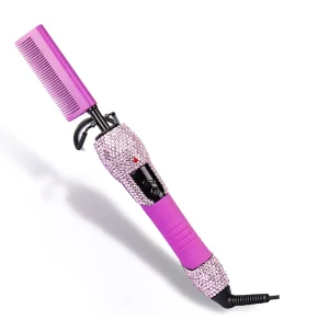 Pink Crystal Bling Hot Combs USA African 500F Degree Hot Comb Custom Logo Luxury Mini Electric Hair Straighten Hot Comb