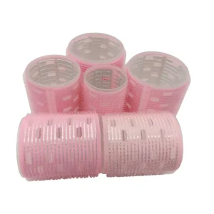 Pink Self Grip Hair Rollers Custom Logo Heatless Velcro Curlers with Aluminum Foil