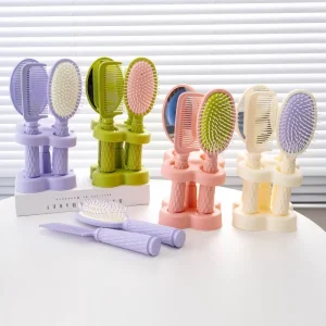 Plastic Air Cushion Curling Comb Set with Fluffy Hair Massage Mirror Four piece Home Use Styling Comb Set Salon Hair Brush Sets