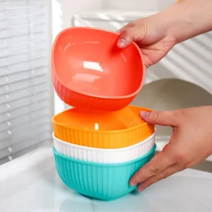 Plastic Bowls Set of 4 Mix Color Bowls Unbreakable and Reusable Kitchen Serving Bowls