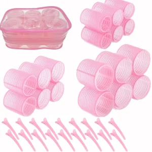 Plastic Cold Rod Hair Curlers Rollers 36Pcs Self Grip with 18Clips for Long Hair Bangs Volume Styling