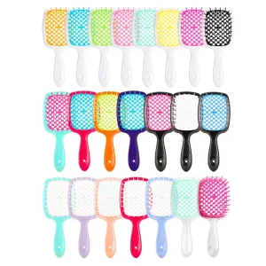 Plastic Hollow Out Hair Comb Scalp Massage Hair Brush Wet and Dry Vent Detangling Curly Hairbrush