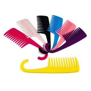 Plastic Hook Comb Portable Lightweight Hairbrush with Hanger Design for Home & Travel Professional Salon Use Hair Styling Tool