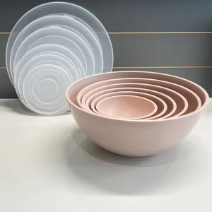 Plastic Kitchen BPA Free Colorful Mixing Bowls Set Round Shape Multi Size RPET Salad Bowl
