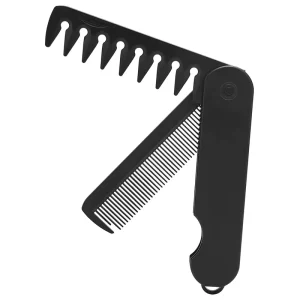 Plastic Portable Wide Tooth Oil Head Comb 2 in 1 Men’s Folding Beard Comb for Hair Cutting Barber