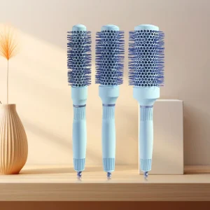 Popular Design Blue Round Brush Nylon Bristle Custom Logo Hairbrush for Hair Salon Styling