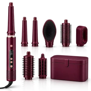 Portable 7 in 1 Ionic Multi Styler Foldable Hair Styling Accessory Hair Dryer Brush Set for Travel High Speed Brushless Motor