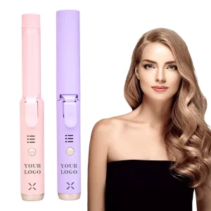 Portable Ceramic Curling Wand Rechargeable Fast Heating Iron Mini Rotating Curling Iron Cordless Small Hair Curler