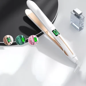 Portable Ceramic Hair Straightener Curler 2 in 1 Set Multi Functional Styling Tool Temperature Display MCH Technology for Easy