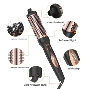 Portable Electric Automatic Rotating Hair Straightener Curler Brush Heat Styling Comb Non-Damaging Curling Hair