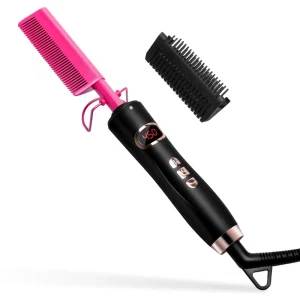 Portable Electric Heating Comb Ceramic Flatiron Hot Comb Electric Hair Straightener Brush Comb