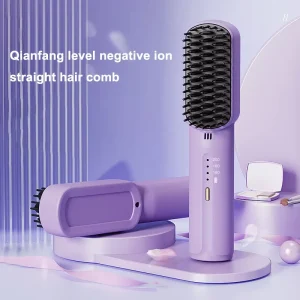 Portable Electric Negative Ion Straightener with Heated Styling Comb Laser Feature USB Powered Plastic Household Use