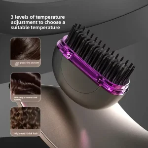Portable Hair Straightener Brush with Protective Case Mini Heated Straightening Brush for Travel Hot Comb Straightener for Women
