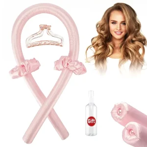 Portable Heatless Silk Hair Curler LCD Display Rod Headband Gel Hair Curler with Wave Effect No Heat Sleeping Hair Roller