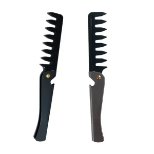 Portable Large Wide Tooth Turnover Tucked Comb Men’s Folding Pocket Comb Plastic Hair Comb