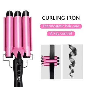 Portable Multi Functional Electric 3 Bucket Curling Iron Styling Tool with Plastic Handle