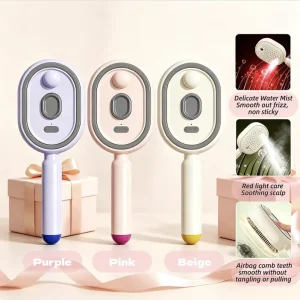 Portable Nano Mist Hair Care Device Anti Static Detangling Brush for Daily Hair Styling and Travel