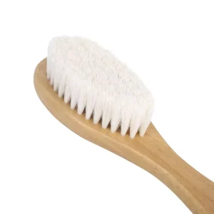 Portable Natural Hairbrush for Kids with Soft Goat Bristles Wooden Handle Oval Shape Hair Styling