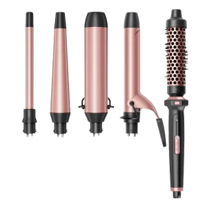 Portable Pink Ceramic PTC LED Hair Curling Iron with Fast Heating and Dual Voltage
