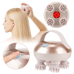 Portable Waterproof Scalp Massage Device, Handheld Cordless Electric Kneading Head Massager