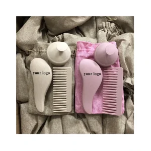 Portable Wheat Straw Matt Detangler Silicone Scalp Massager Hair Brush Set of 3 Shampoo Brush for Home Use